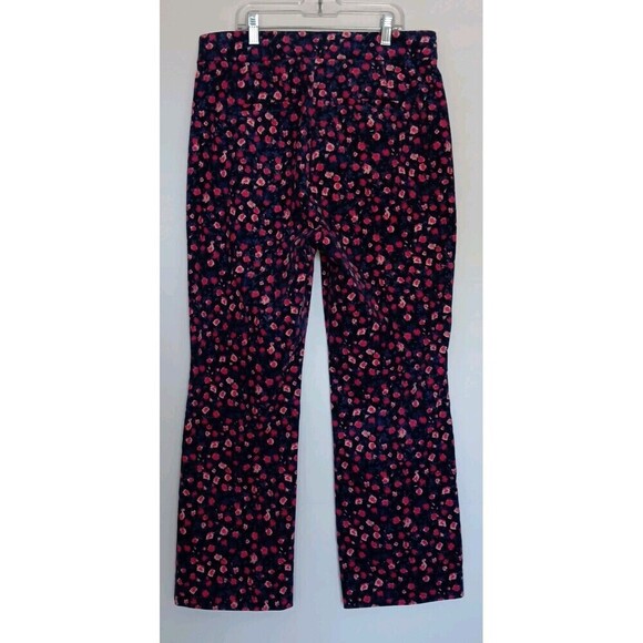 J. Crew Women's Size 8 Straight Leg Navy/Pink Floral Corduroy Trousers - Picture 3 of 12